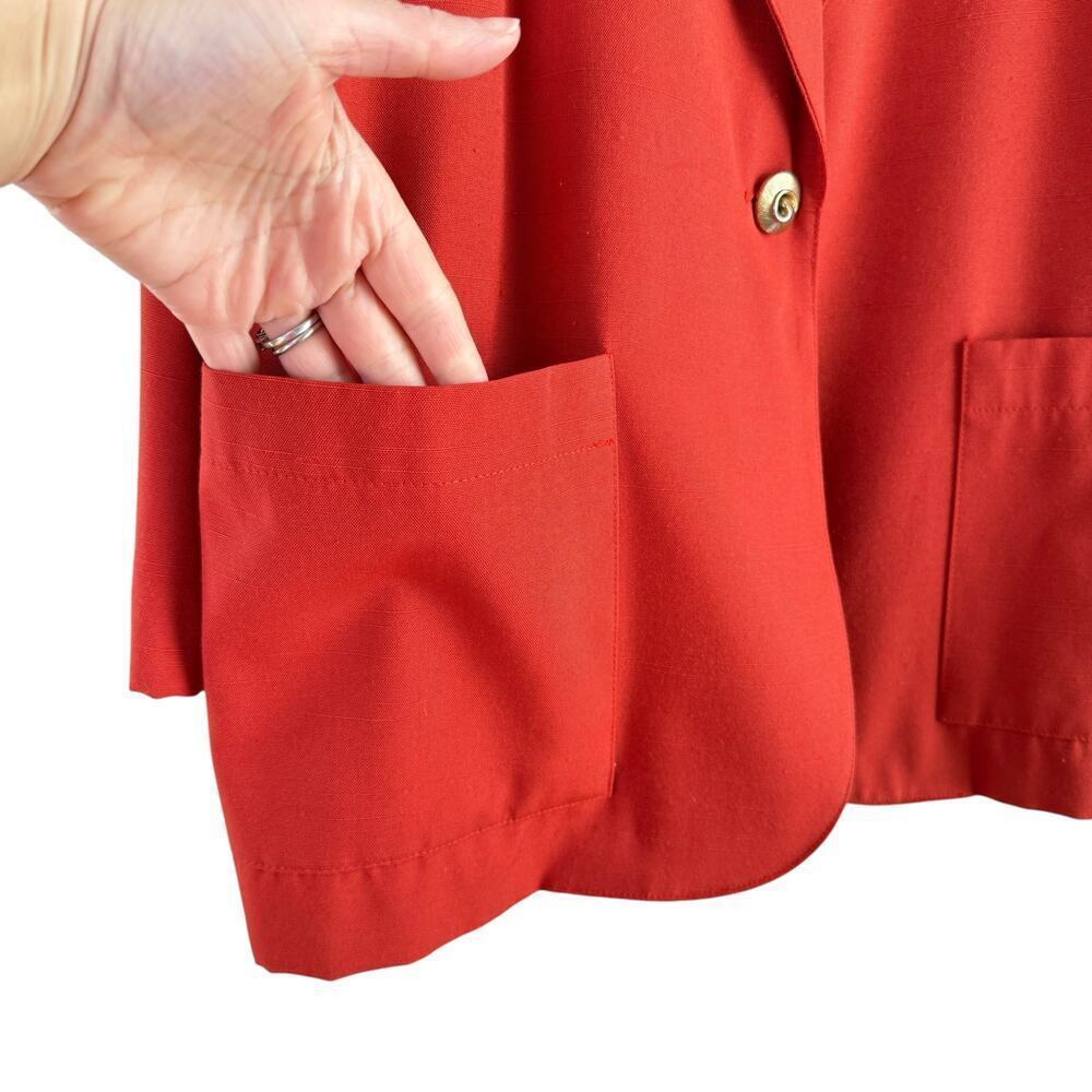 Vintage 80s Requirements Long Blazer Burnt Orange Ornate Gold Button Front Sz 12 - Picture 6 of 10